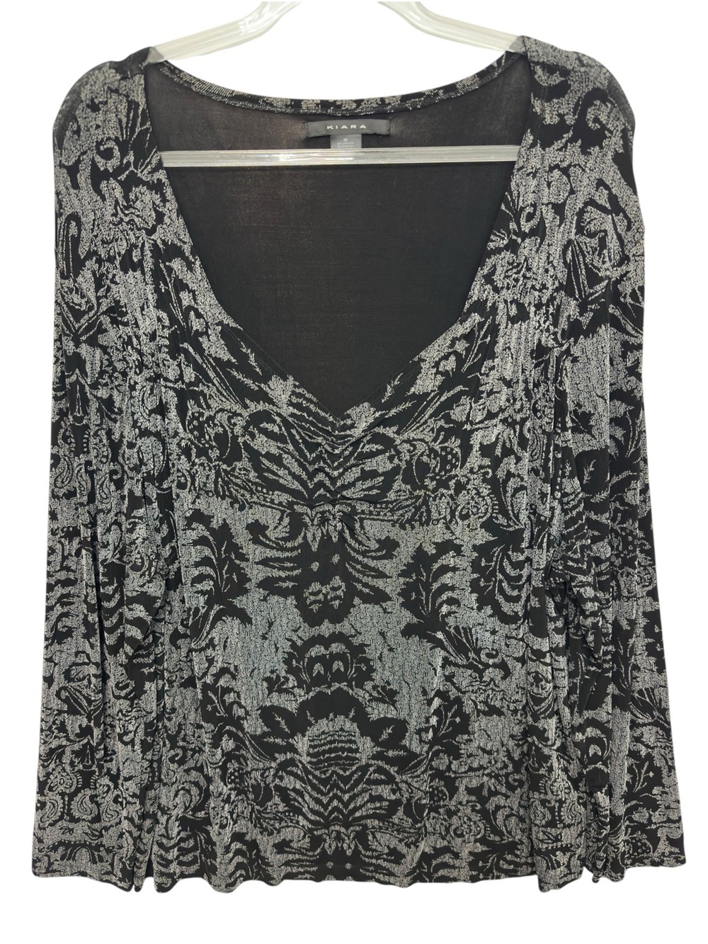 Silky Liquid Knit Abstract Art Tunic Blouse Top